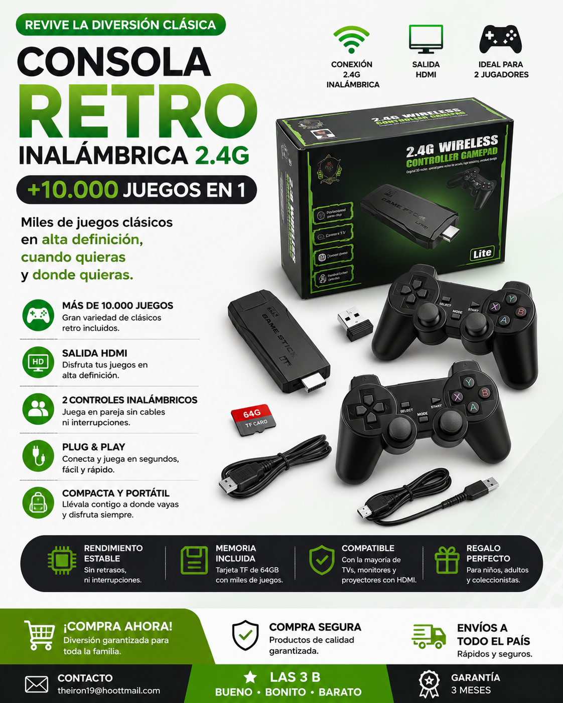 Wireless controller gaming with 10000 gamestick