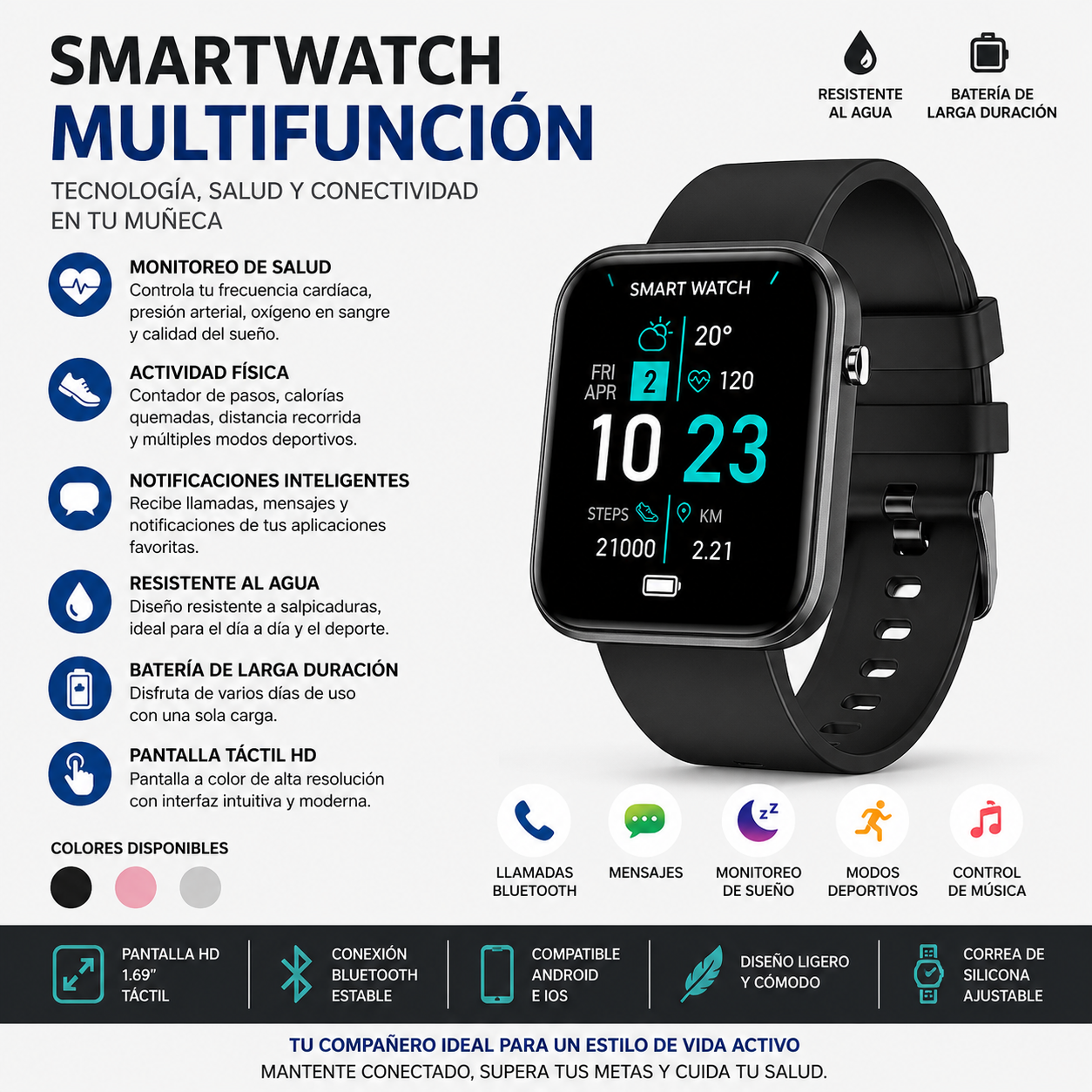 Advanced Smartwatch With Three Bands And Wellness + Activity Tracker