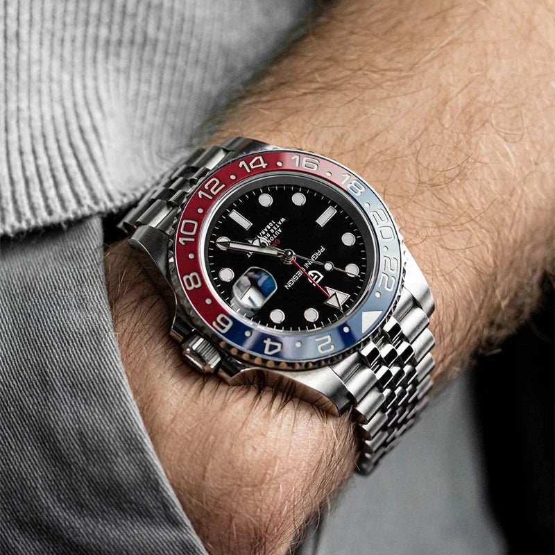 Men's Automatic Mechanical Sapphire Watch (Blue Red)