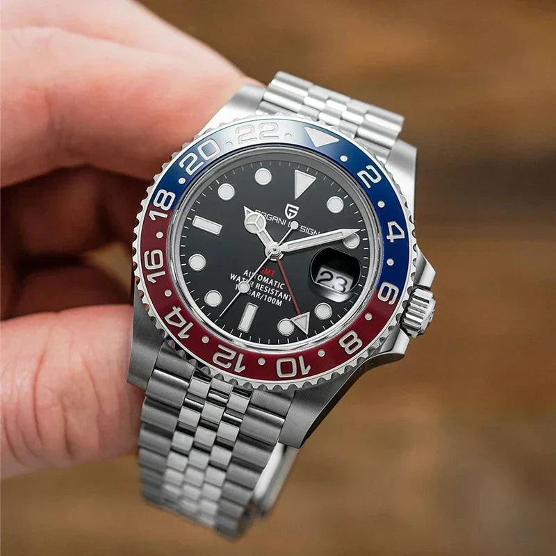 Men's Automatic Mechanical Sapphire Watch (Blue Red)